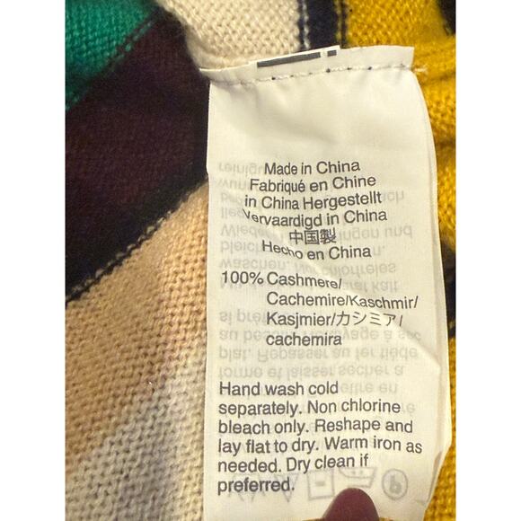 J. Crew Cashmere Striped Long Sleeve Crew Neck Sweater Cardigan M Red Green Blue - Picture 10 of 15